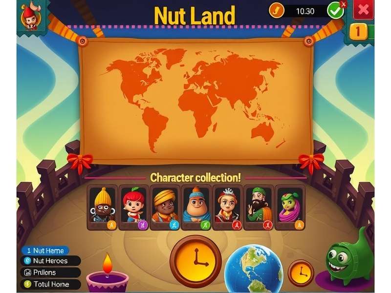Fantasy Nut Land character collection screen showing various nut heroes